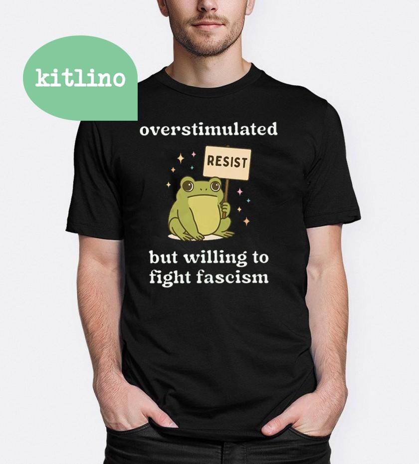 Overstimulated Resistance Frog No Kings in America Unisex T-Shirt L