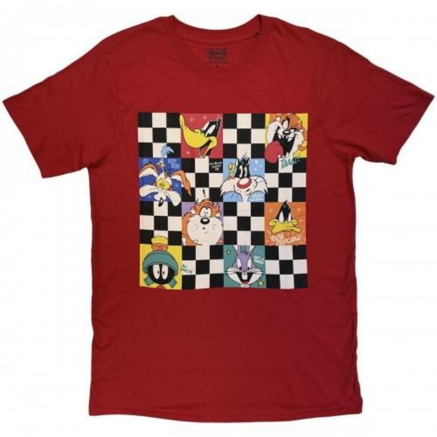 Looney Tunes Unisex Adult Checkered Characters T-Shirt S