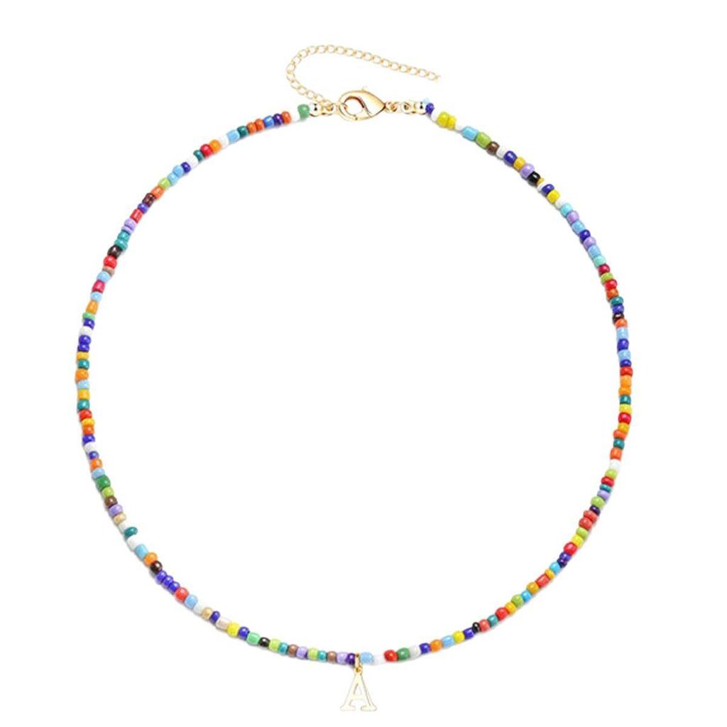 Bohemian Beaded Letter Necklace for Women