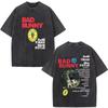 Rapper Bad Bunny Album Cover Washed Vintage T-shirt Debi Tirar Mas Fotos DTMF T Shirts Men Fashion Hip Hop Short Sleeve T-shirts