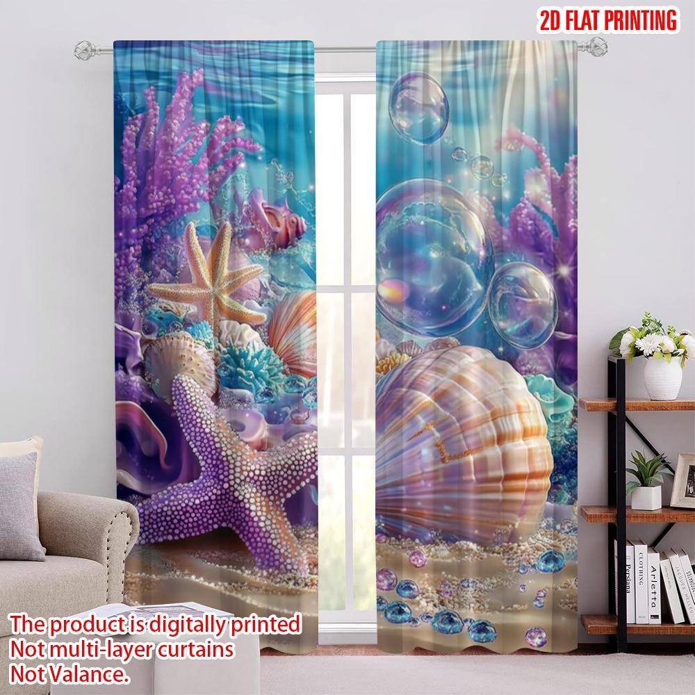

2pcs,2D plane printing Creative Curtains Oceanic Treasures Versatile Polyester (without rod) Home Decor Ldeal for Living Room, 52.50 × 116.00 cm 2 pcs
