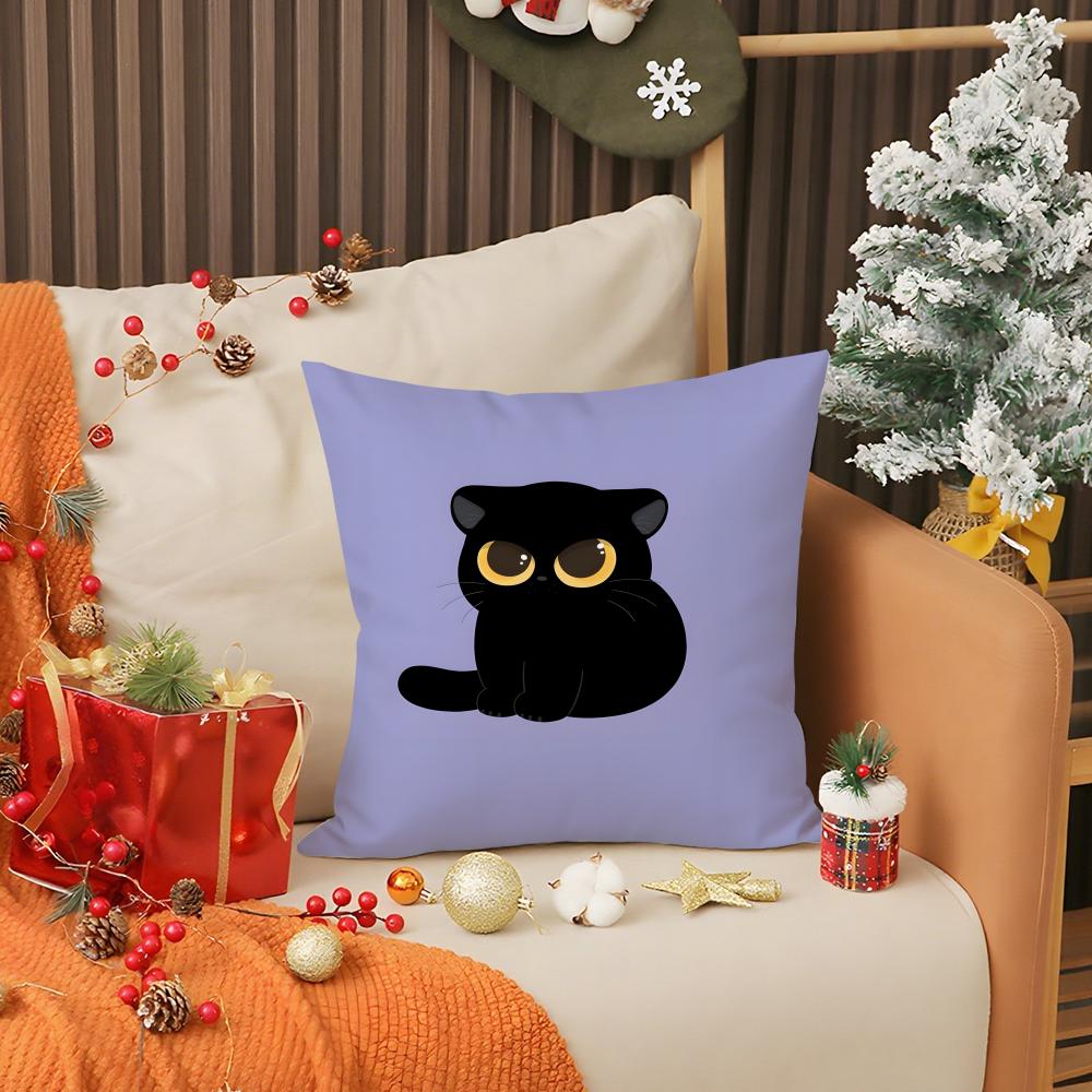 Cartoon Cute Black Cat Home Pillow Case Printing Pillowcase Living Room Sofa Cushion Cover Bedroom Room Decor