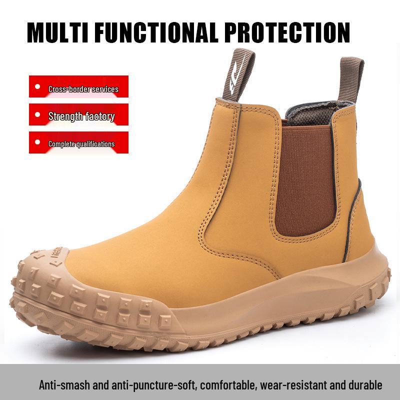 

Men s Water-Resistant, Durable Work Boots with Rotating Button, Anti-Smash, Anti-Puncture, Lightweight, High-Top Design.