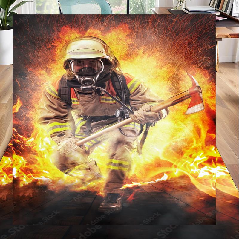 Firefighter Bravery In Action Office Rug Chair Mat, Entryway Carpet, Suitable for Front Door, Bedroom, Living Room, Desk, Holiday Gift
