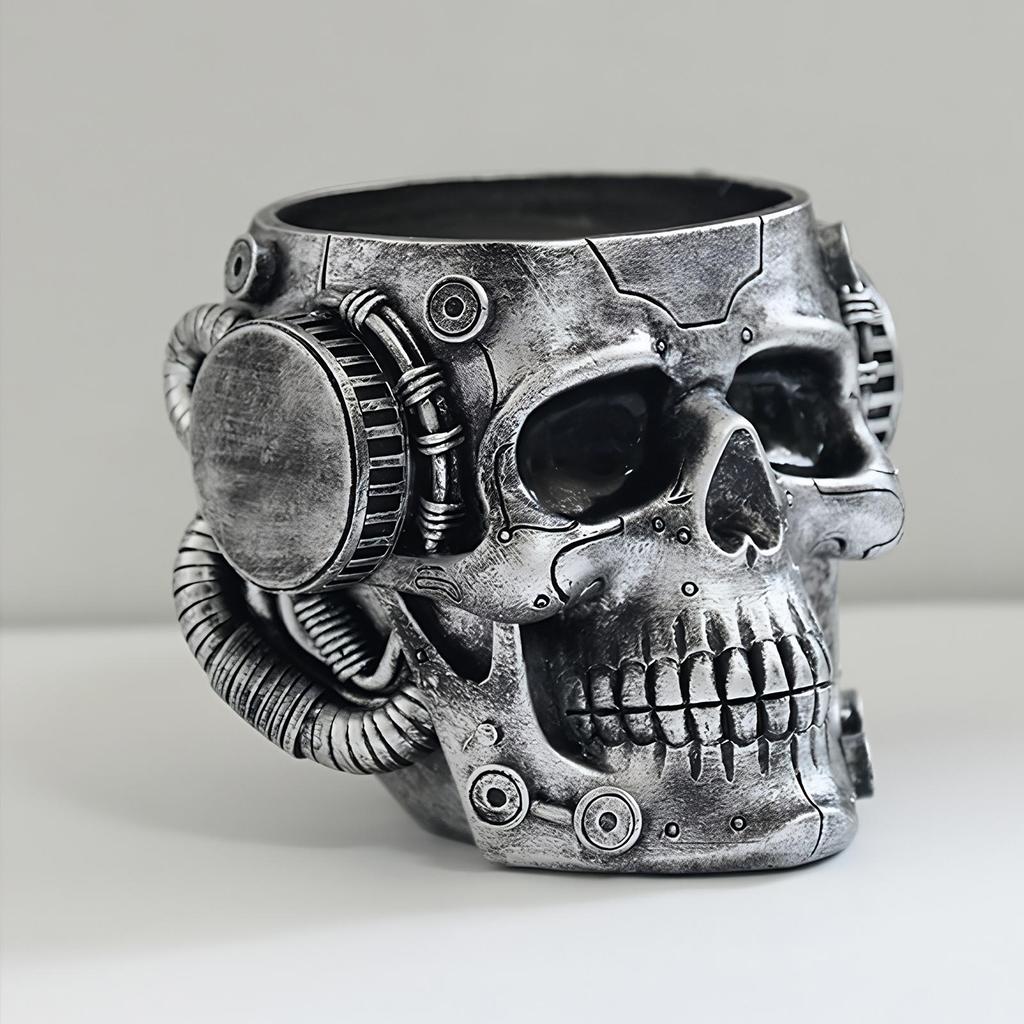 Skull Planter Spooky Gothic Display Pen Holder Skull Flower Pot Head Planter for Indoor Outdoor Home Bedroom Living Room Kitchen