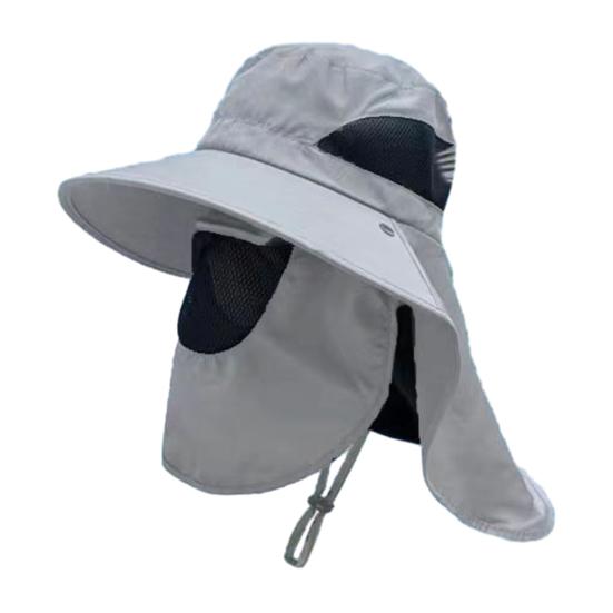 Letní sluneční klobouk s ochranou obličeje, klopou na krk, nastavitelným popruhem na bradu, prodyšný