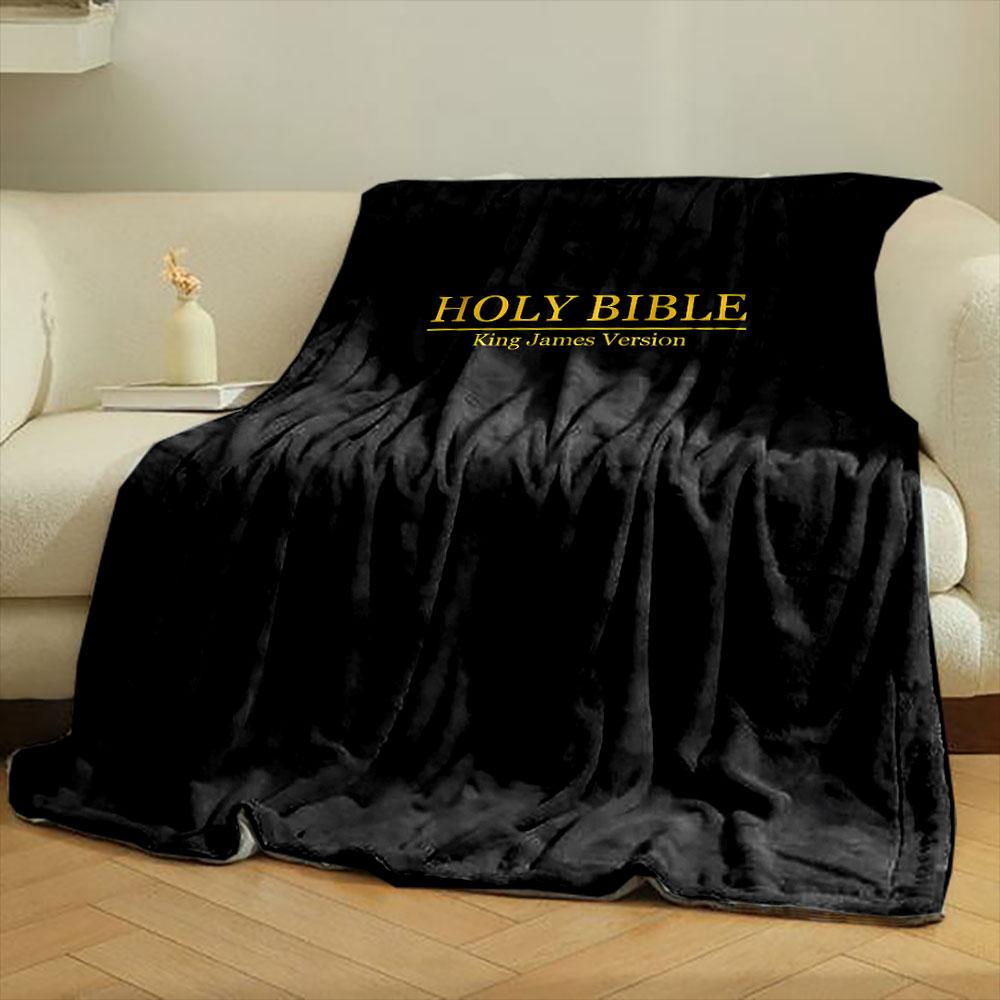 Bible Verse Print Dark Style Throw Blanket Printed Blanket for Living Room Bed Couch lunch break Soft Cozy Blanket for Friend's festival Gift