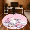 1PC Elephant Pink Cute Round Chair Mat Area Rug - Non-Slip, Floor Mat for Office, Bedroom, Home Decor Christmas Gift C0528006