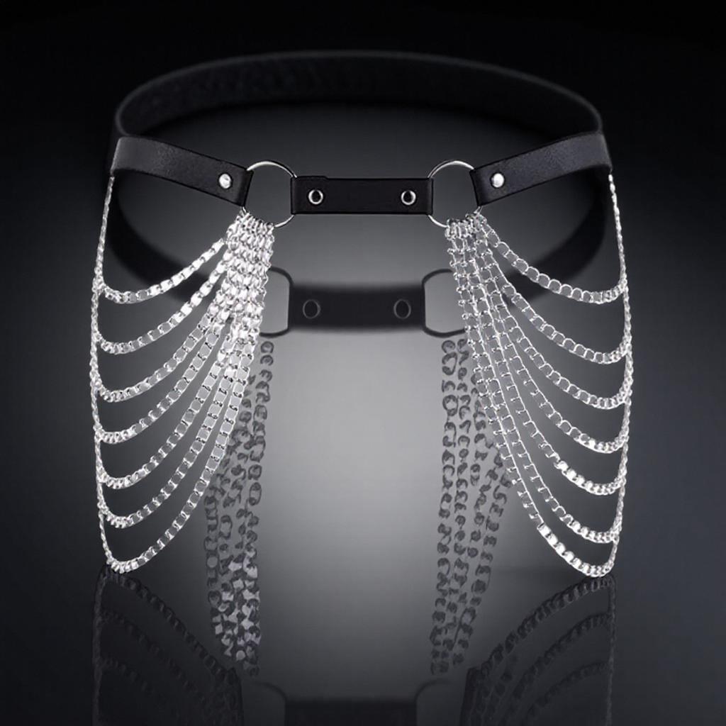 Adjustable Punk Leather Waist Chain Belt Strap Body Chain for Festival Rave Dance Harajuku Fashion Accessories