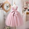 Girls' Sleeveless Puffy Mesh Princess Dress with Bow - Spring/Summer European & American High-End Fashion.