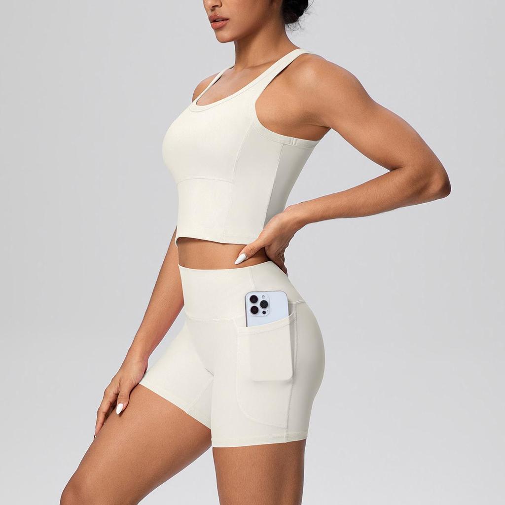 Bare-Feel Sports Tank & High-Waist Butt-Lifting Shorts Set - Quick-Dry Running & Yoga Wear