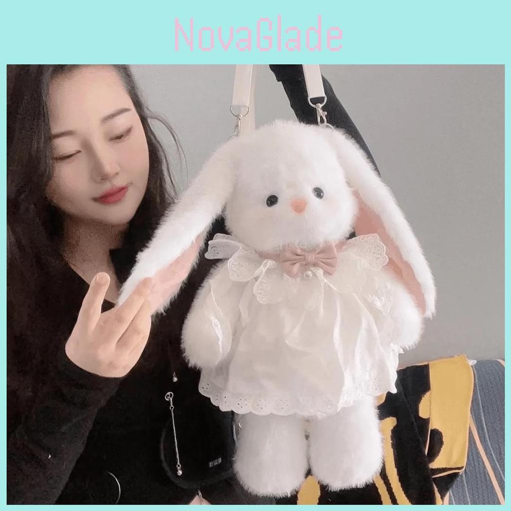 Plush Bunny Backpack For Kids With Cartoon Design And Soft Material For Daily Use