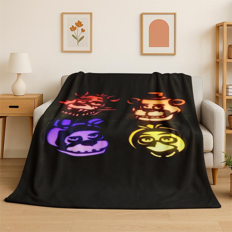 Classic FFNAF Horror Game Freddy Flannel Blanket Soft Warm Throw Blanket for Bedroom Living Room Bed Travel Camping Picnic
