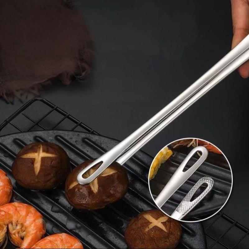 1Pc Extended Stainless Steel Barbecue Tongs For Home And Grill Use - Household Food Tongs For Cooking And Barbecue