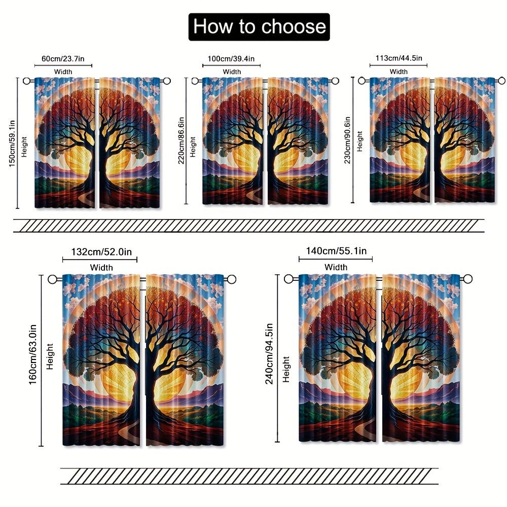 2pcs   Colorful Tree Print Curtains Polyester Rod Pocket Design Light Filtering for Bedroom Living Room Office   Machine Washable