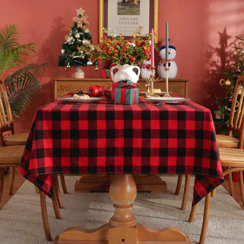 Green Plaid Christmas Tablecloth, Tartan Table Cloth Decorations, Winter Holiday Tablecloths For Rectangle Tables Parties Dining