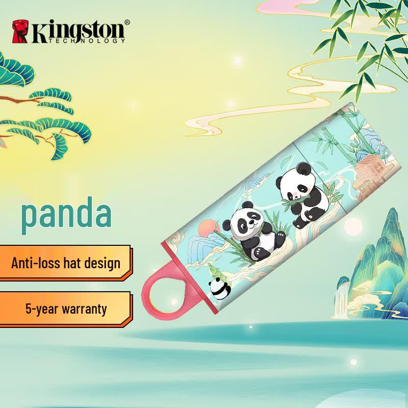 USB-накопитель Kingston DataTraveler DTX Panda с принтом бамбука, USB 3.2 Gen 1 256GB