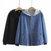 Plus Size Pullover Damen Herbst Loose Hooded Zipper Jeansjacke Damen Kleidung Mäntel