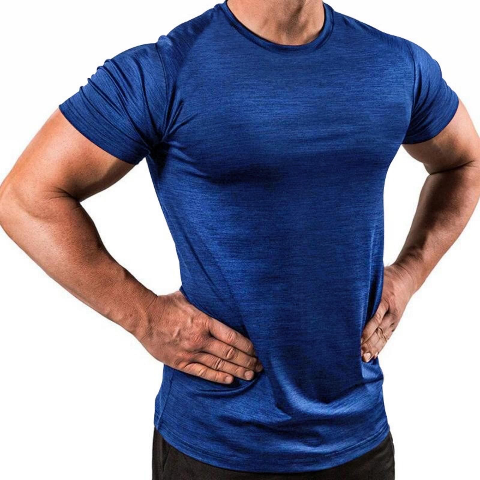 

Men s Color Quick Drying T-shirt Summer Cationic Leisure Sports Short Sleeve XXL синий