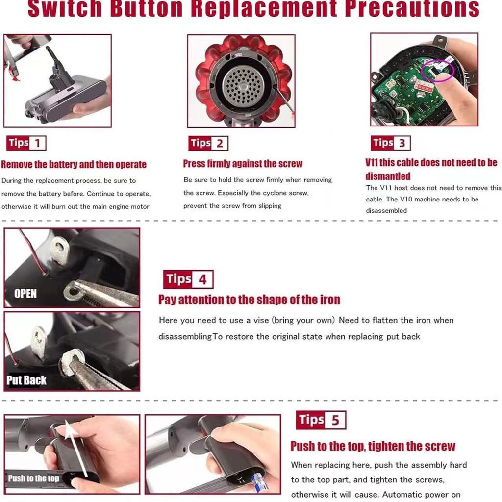 Für Dyson V10 V11 Taste Original Schalterbaugruppe Zubehör Saugroboter Ersatz Reinigung Ersatzteile