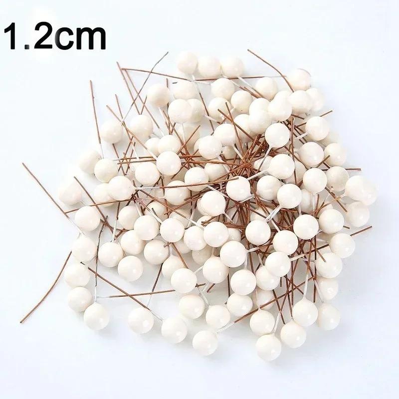 50PCS Creative Plastic Berry Artificial Flower Pearlescent Stamen DIY Wedding Christmas Cake Box Wreaths Decoration Supplies