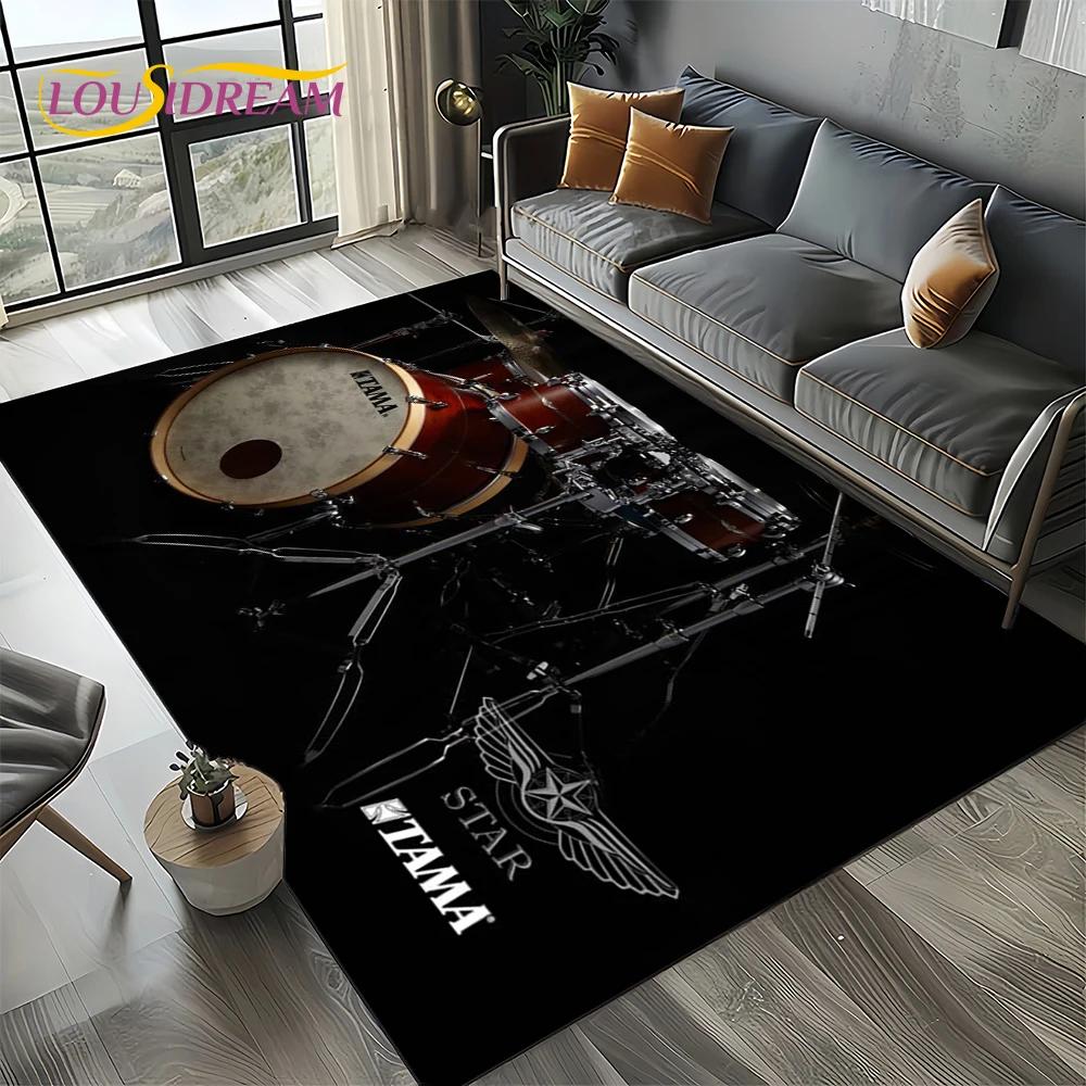 3D Music Instruments Drum Kit Drum Set Carpet Rug for Living Room Bedroom Home Sofa Decoration,Kids Area Rug Non-slip Floor Mat