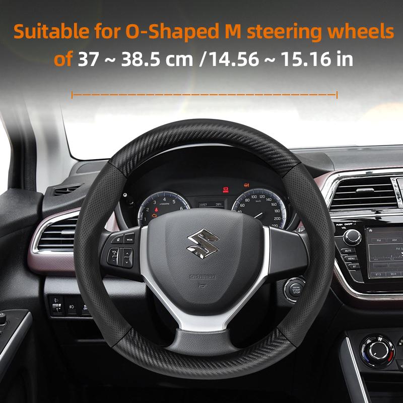 

Suitable for SUZUKI Perforated Leather Matte Carbon Fiber Texture Steering Wheel Cover Wagon R Swift Ertiga Brezza Baleno Fronx