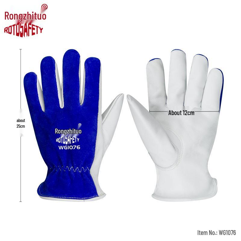 Rongzhitou Heat-Resistant Cowhide Welding Gloves - Thick, Wear-Resistant, Anti-Scald Industrial Protective Gear