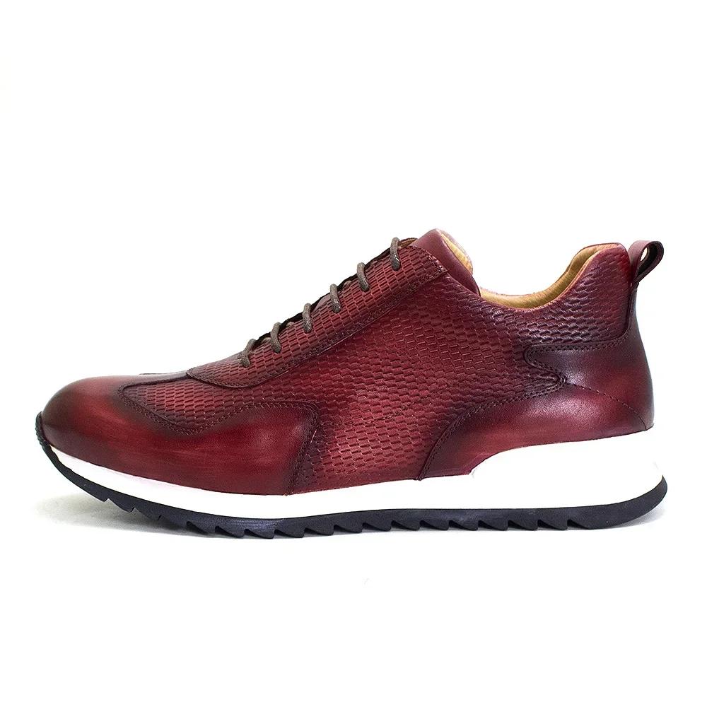 Fashion Men's Genuine Leather Casual Sneakers Lace-Up Comfortable Oxford Breathable Fashion Walking Shoes Outdoor Flat Footwear