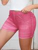Yoga fitness pants imitation denim shorts high waist women's hip lift and thin three-point pants sports shorts women's summer wear