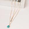 Women Double-layer Turquoise Necklace Water Drop Shaped Pendant Clavicle Chains Necklace