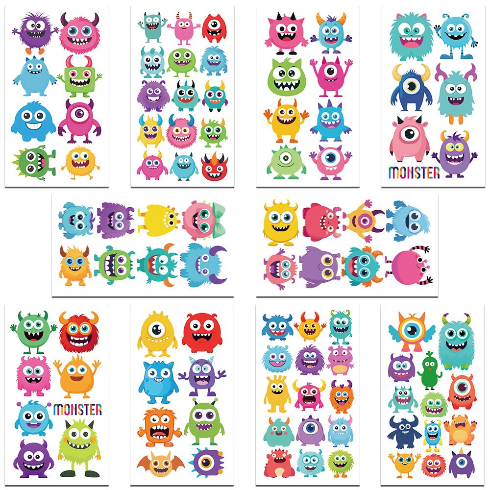 

10 листов мультяшных маленьких монстров татуировки наклейки для рук лица тела временные водонепроницаемые татуировки наклейки детские креативные подарки
