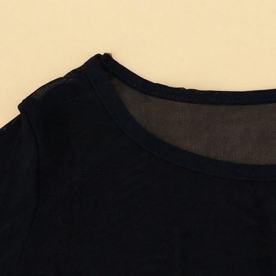 Women Tops Round Neck Long Sleeve Slim Fit Sheer Mesh Design Bottom Tops Sexy Casual Bottom Tops Vacations Parties Daily Wear