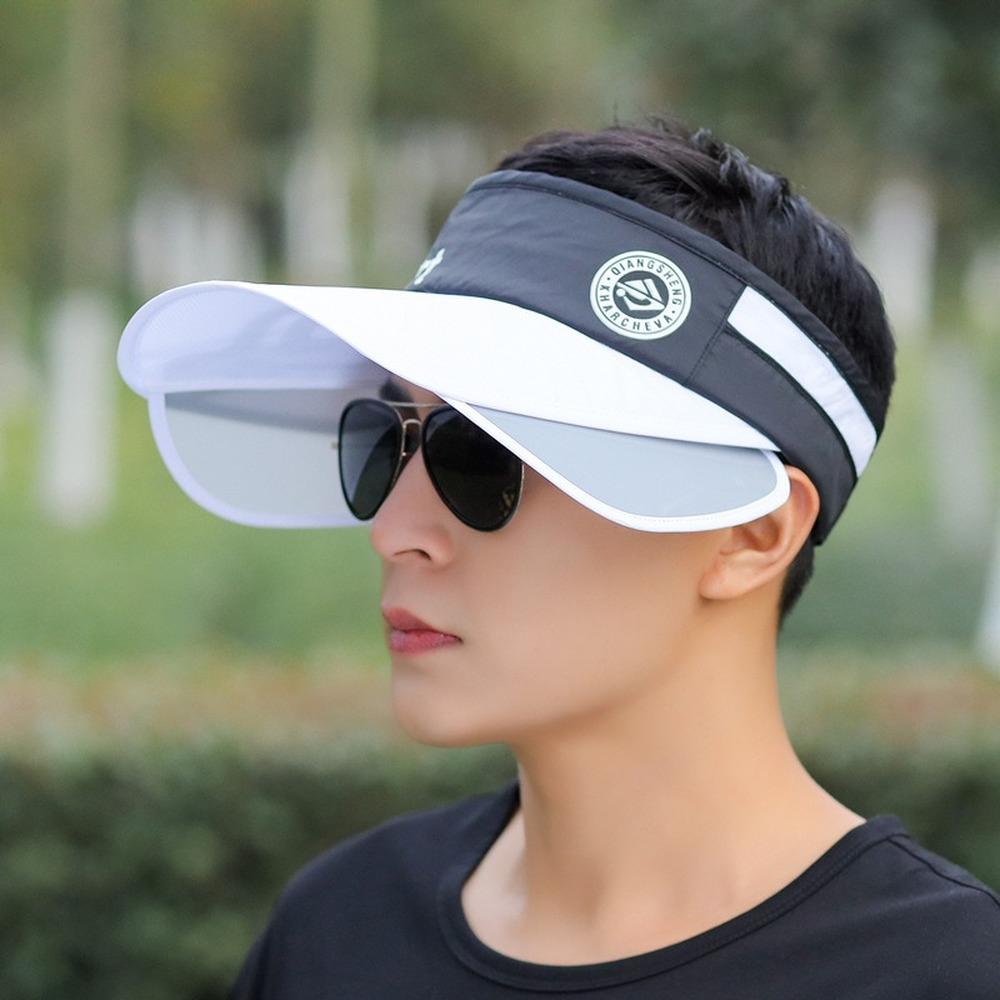 Summer Men Retractable Visors Korean Alphabet Empty Top Hat Sunscreen Breathable Fishing Hat Adjustable Bucket Hat Sun Hat Beach