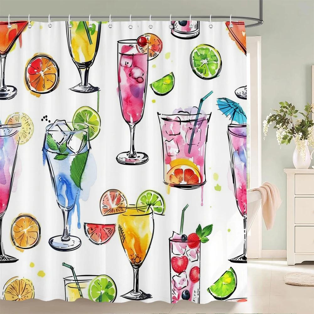 

1 Pack Watercolor Summer Plant Style Polyester Printing Shower Curtain Partition Bathroom Curtain Home Decorative Curtain W60H190(CM)-1 Pcs