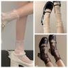 Transparent Mesh Flower Lace Socks Chic Floral Tulle Thin Pile Up Socks Breathable   Female