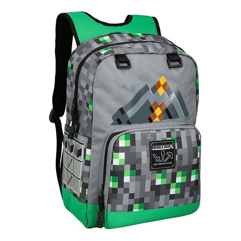 Minecraft Tile Backpack For School And Travel With Quilted Accents And Zip Closure