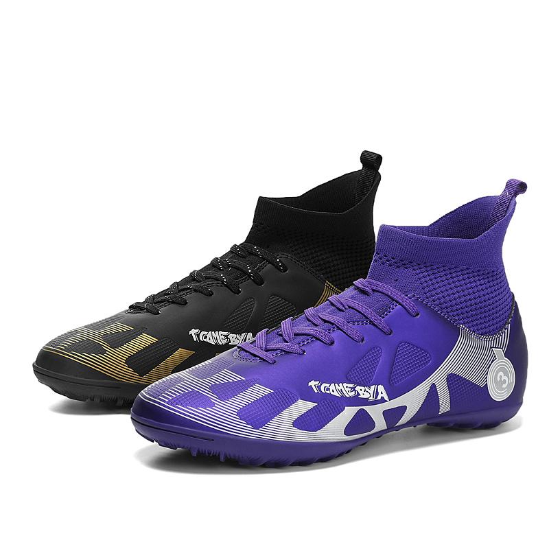 Profesjonalne męskie buty piłkarskie do futsalu, modne fioletowe dziecięce buty piłkarskie, wysokiej jakości buty sportowe do piłki nożnej na świeżym powietrzu dla mężczyzn
