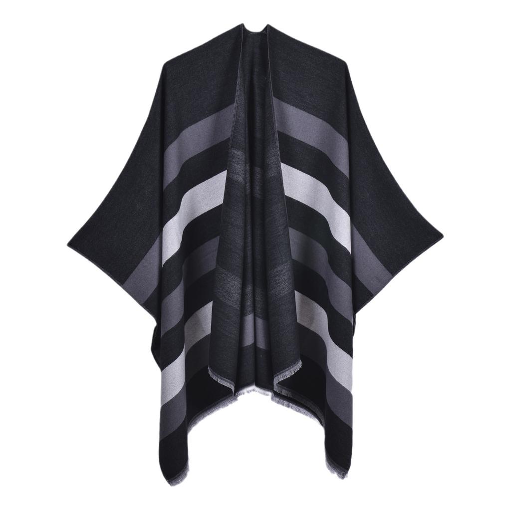 Women's Autumn Winter Warm Two Tone Cape Simple Fashion Pashmina Air Conditioning Room Shawl