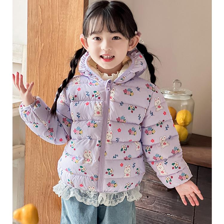 Fashion Girls' Warm Cotton-padded Clothes Winter Baby Girl Thickened Short Cotton-padded Jacket Children's Autumn Cute Cartoon Print Coats