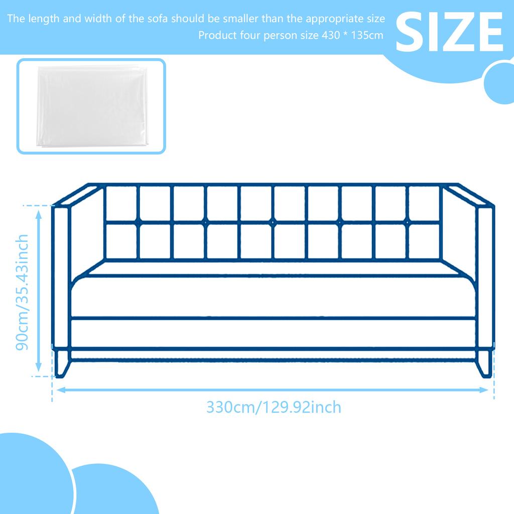 Waterproof Sofa Cover PE Transparent Furniture Dustproof Covers 1/2/3/4 Seat Couch Protection Cover Cat Dog Scratch Protector