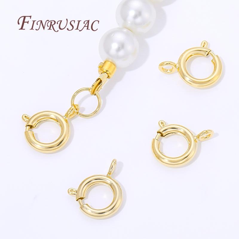 9mm 18K Gold Plated Circle Spring Clasps End Connectors For Jewelry Making Supplies DIY Necklace Clasps Accessories