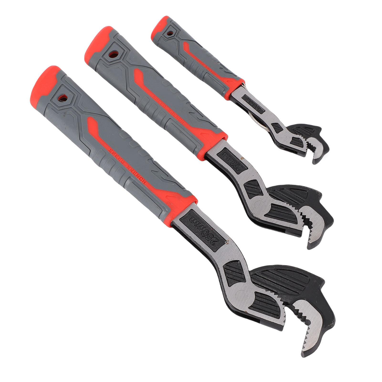 

3 Pcs Pipe Wrench Set 6 8 10 Inch Self Locking Plumbing Wrench for 9 32in to 1 3 8in Pipes Screws Nuts
