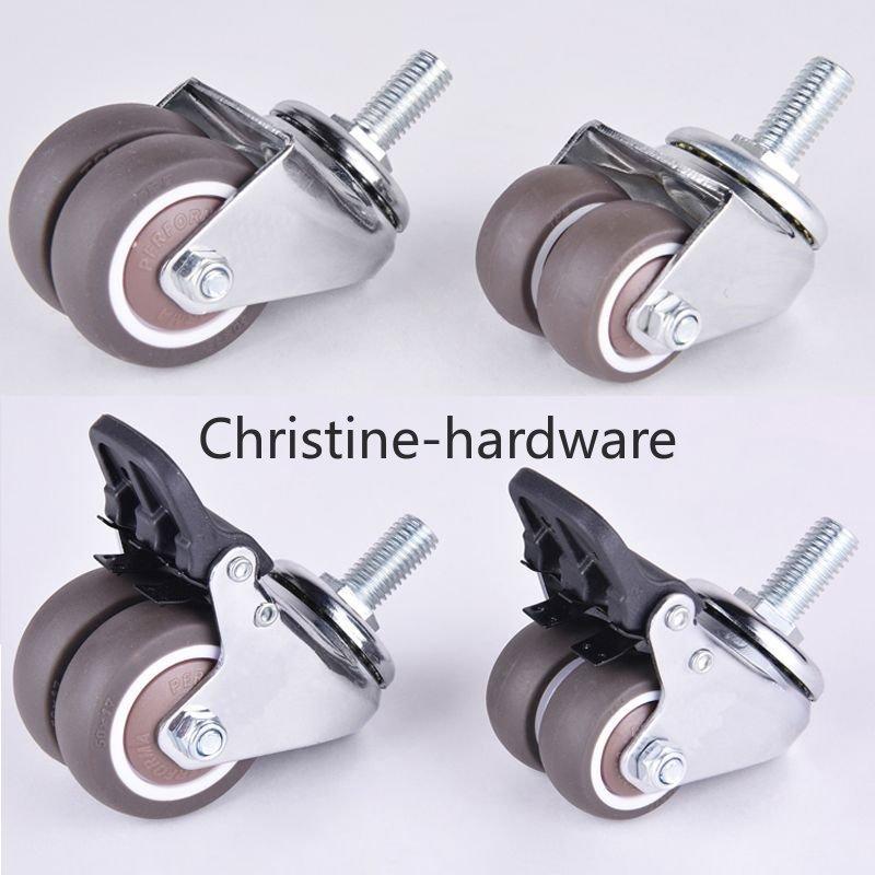 4Pcs/Set 2” Heavy Duty Swivel Stem Rubber Caster Wheels M12 X 25mm Locking Casters Replacement Casters for Furniture