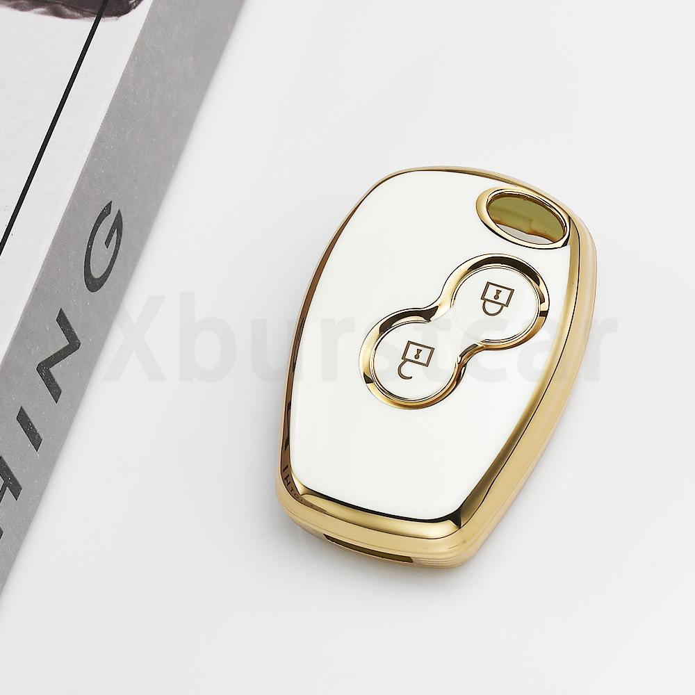 Gold Edge Tpu Auto Keyless Shell Car Key Case Cover For Renault Duster Logan Dacia Sandero Trafic Clio For Nissan Terrano Almera