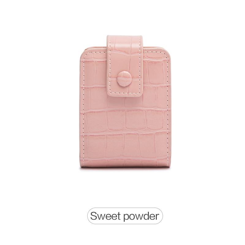 Mini Portable Lipstick Bag With Mirror,Minimalism Small Cosmetic Bag With Button, Crocodile Embossed Women's Makeup Storage Case