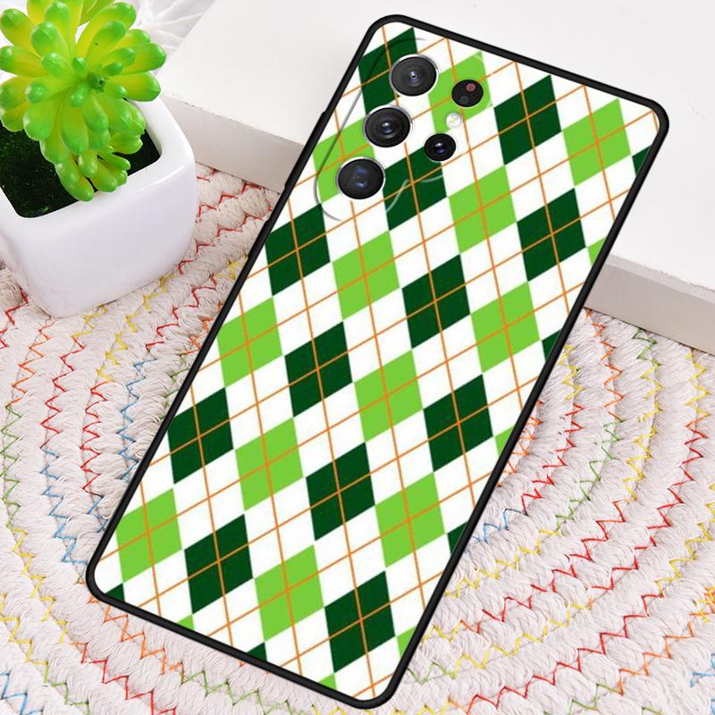Red And Green Argyle Pattern Phone Case For Samsung Galaxy note 10 pro S26 S25 S24 S23 S22 Ultra Plus S21 FE S20 Cover