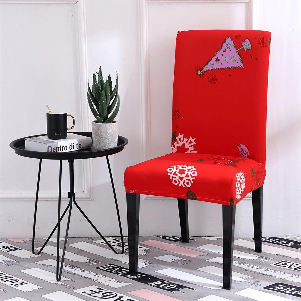 Christmas Theme Dining Chair Seat Covers Slip On Stretch Santa Claus Printed Banquet Party Decor Supplies