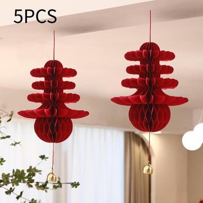 5x Felinar Chinezesc Roșu Ornament Norocos Agățat Decor Acasă Ușor Pandantiv pentru