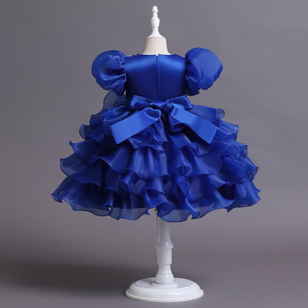 Klänning med puffärm för barn Födelsedag Flicka med blommor Paljetter Dansuppträdandeklänning Prinsessklänning + Hårnål